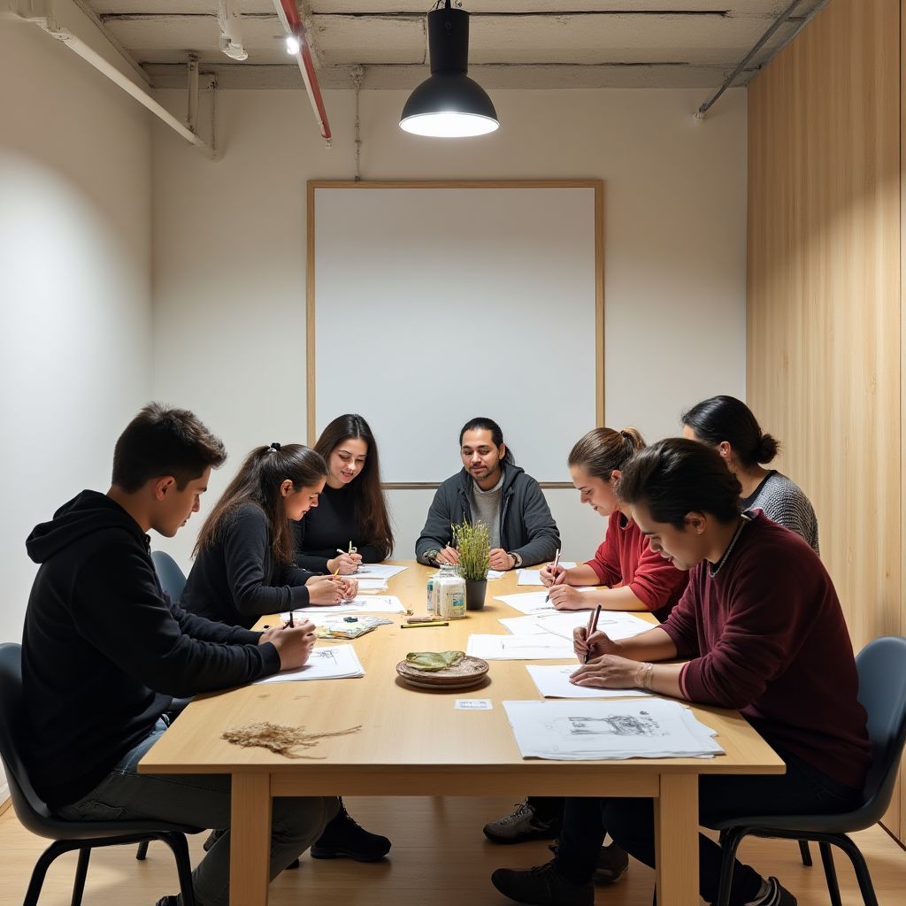 Sesión de trabajo colaborativo entre estudiantes